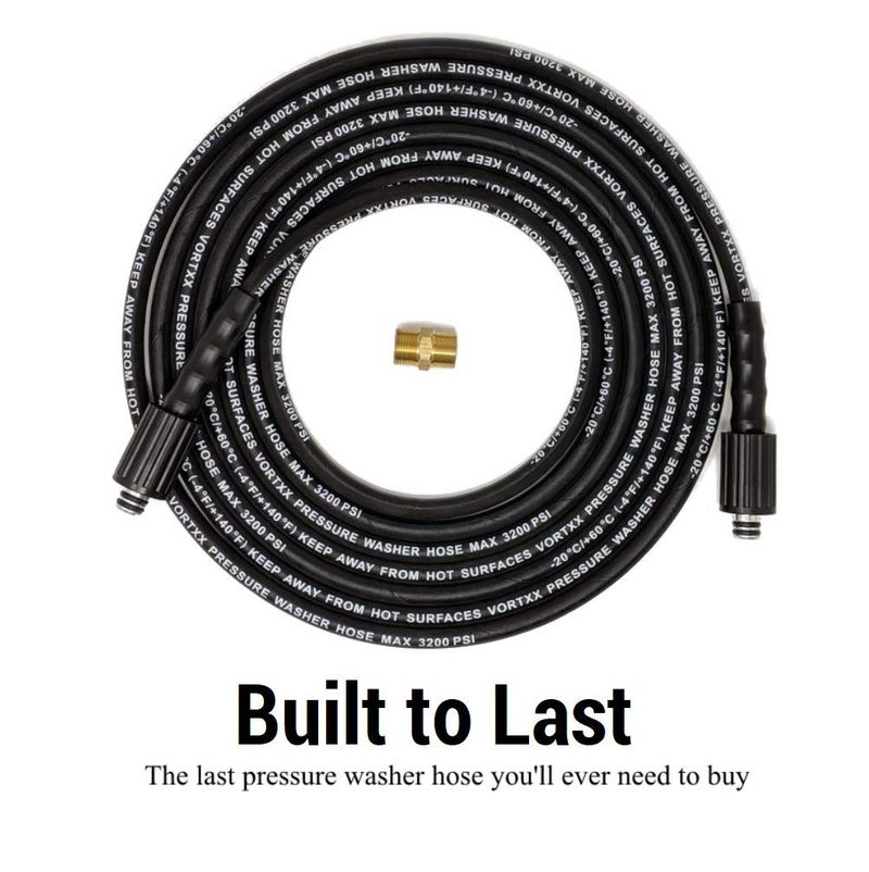 Vortxx Heavy Duty 1/4" x 25FT Pressure Washer Extension Hose for Sun Joe SPX-3000, SPX-25HD, M22-15mm, 3200 PSI Steel Wire Braided & Synthetic Rubber Jacket, Kink Resistant - Image 4